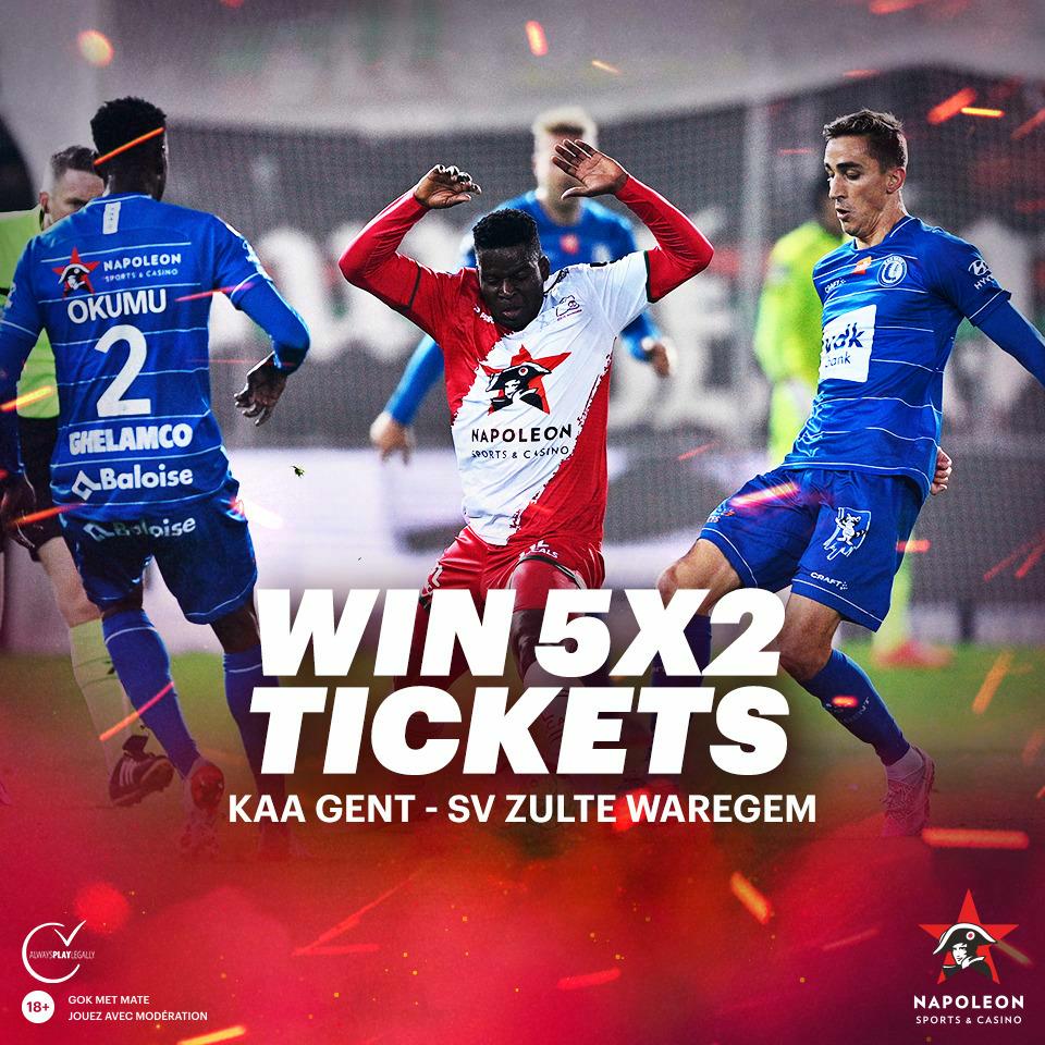 Win 5X2 tickets voor KAA Gent - Zulte Waregem