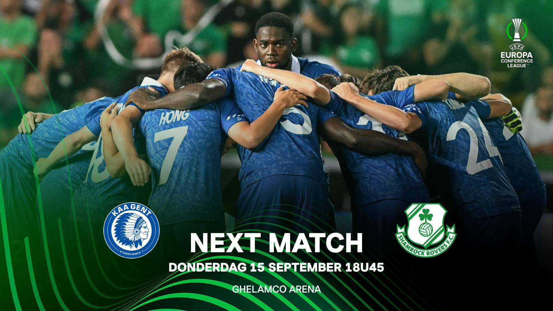 Next Match: KAA Gent- Shamrock Rovers (MD2 UECL)