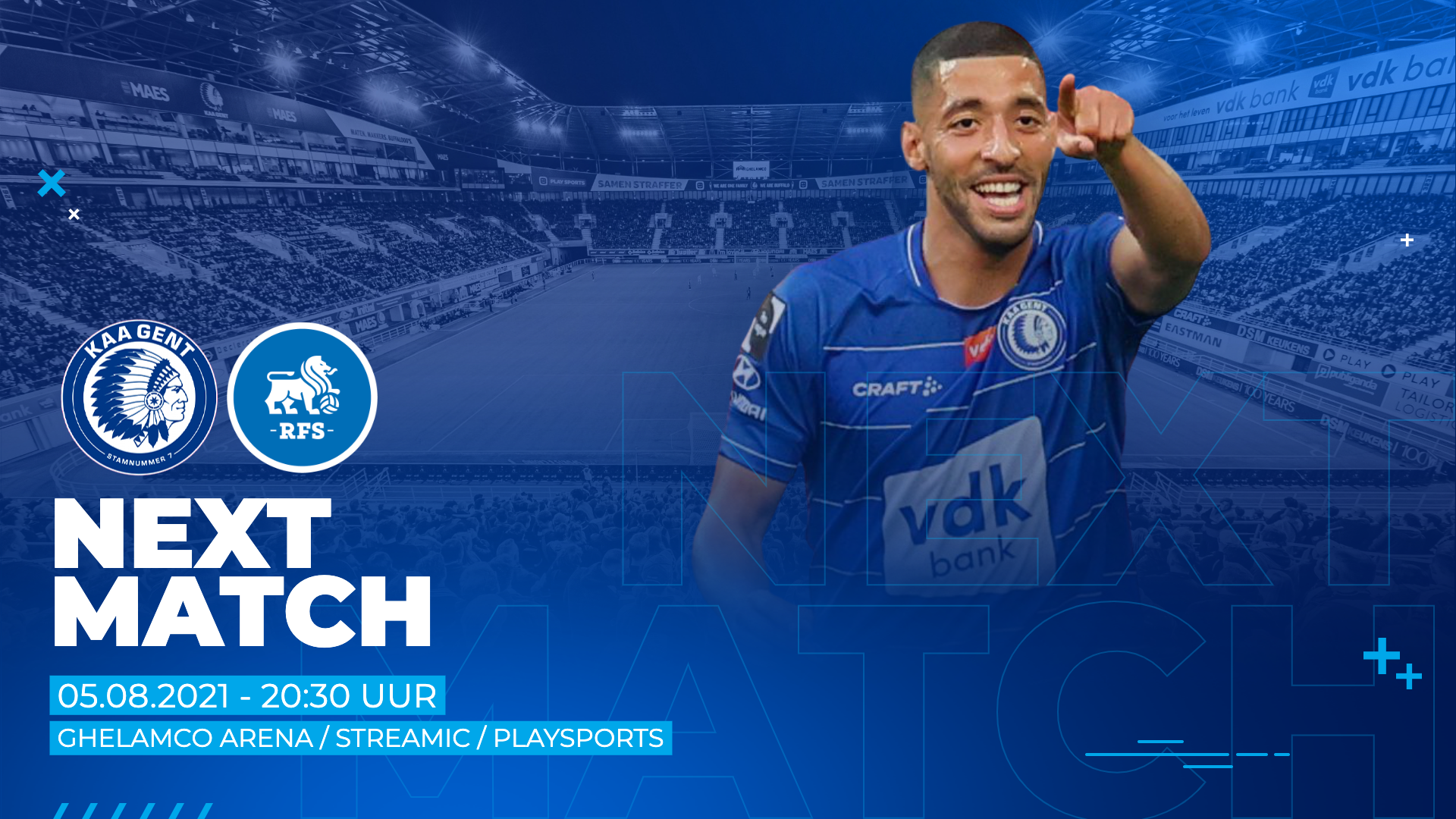 KAA Gent - FK RFS live te volgen via Streamic en PlaySports