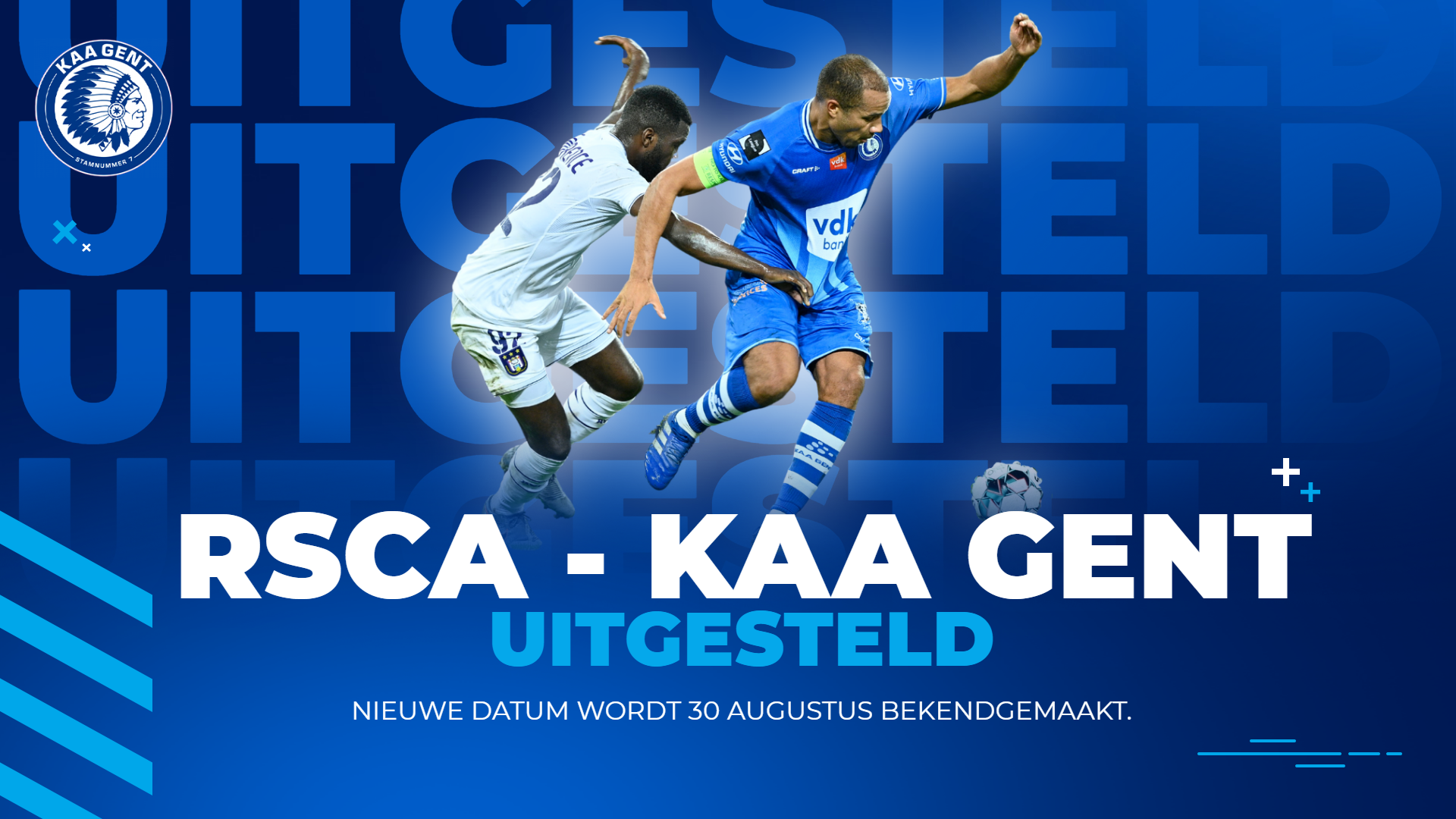 Anderlecht - KAA Gent uitgesteld