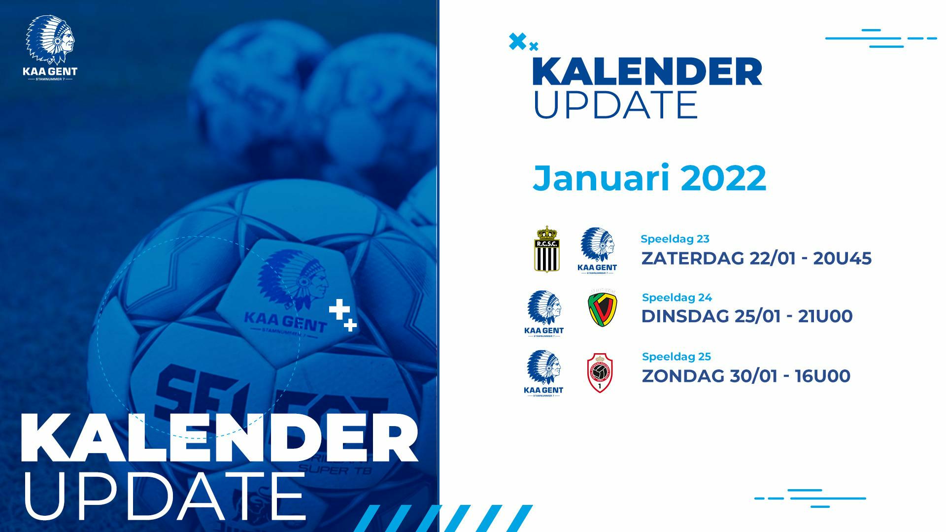 Kalenderupdate januari 2022 | Speeldag 23 - 25