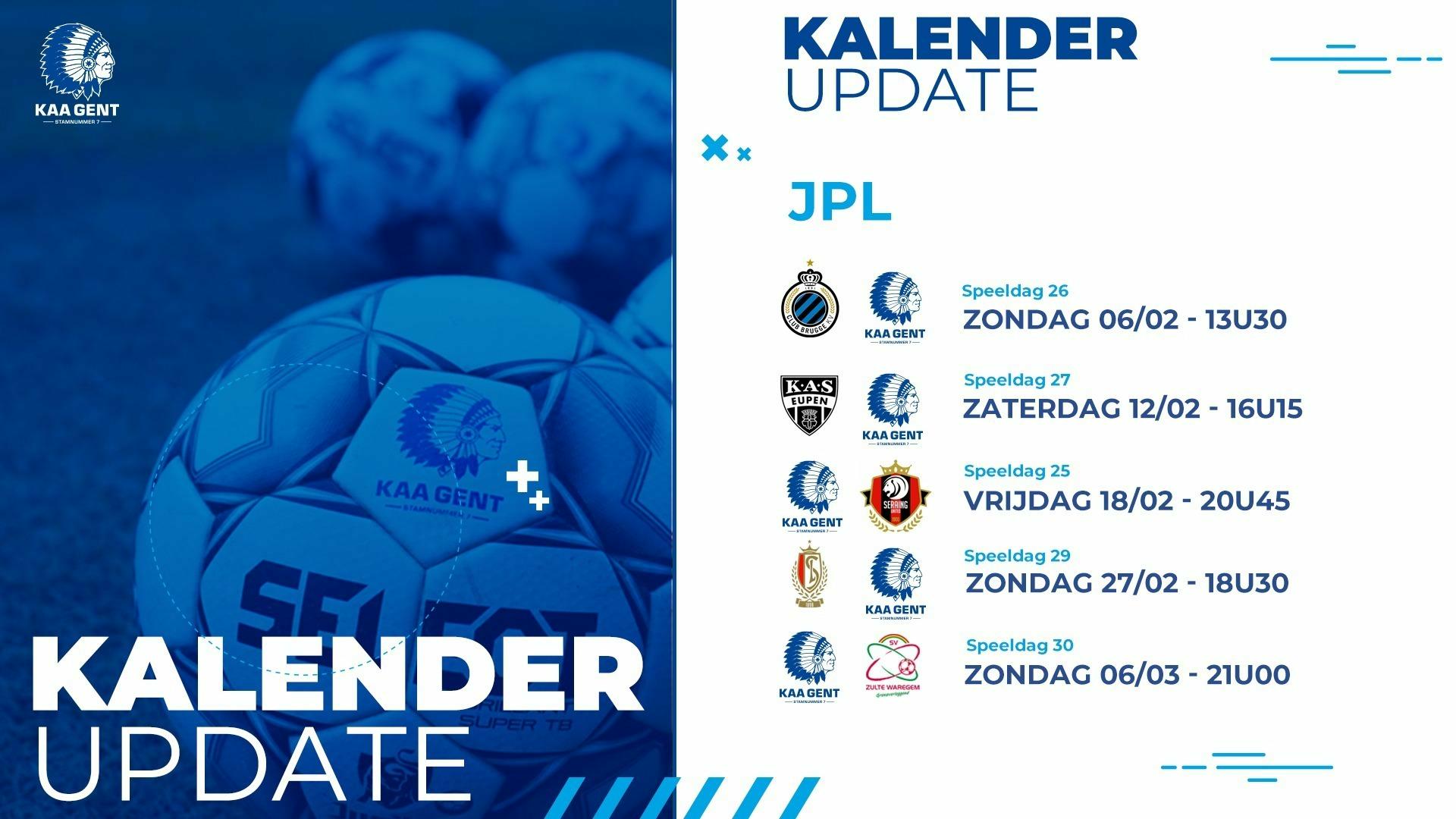 Kalenderupdate 2022 speeldag 26 - 30