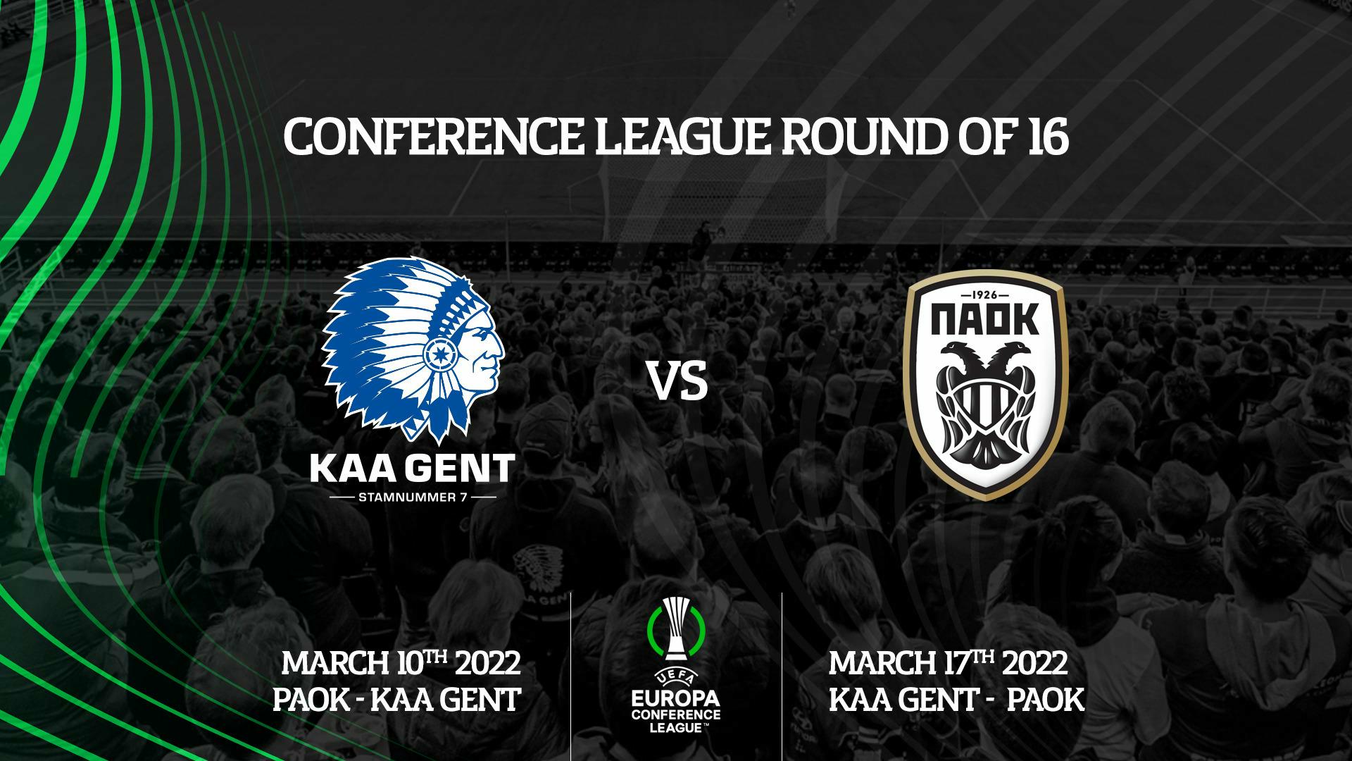 KAA Gent loot PAOK in achtste finale Conference League