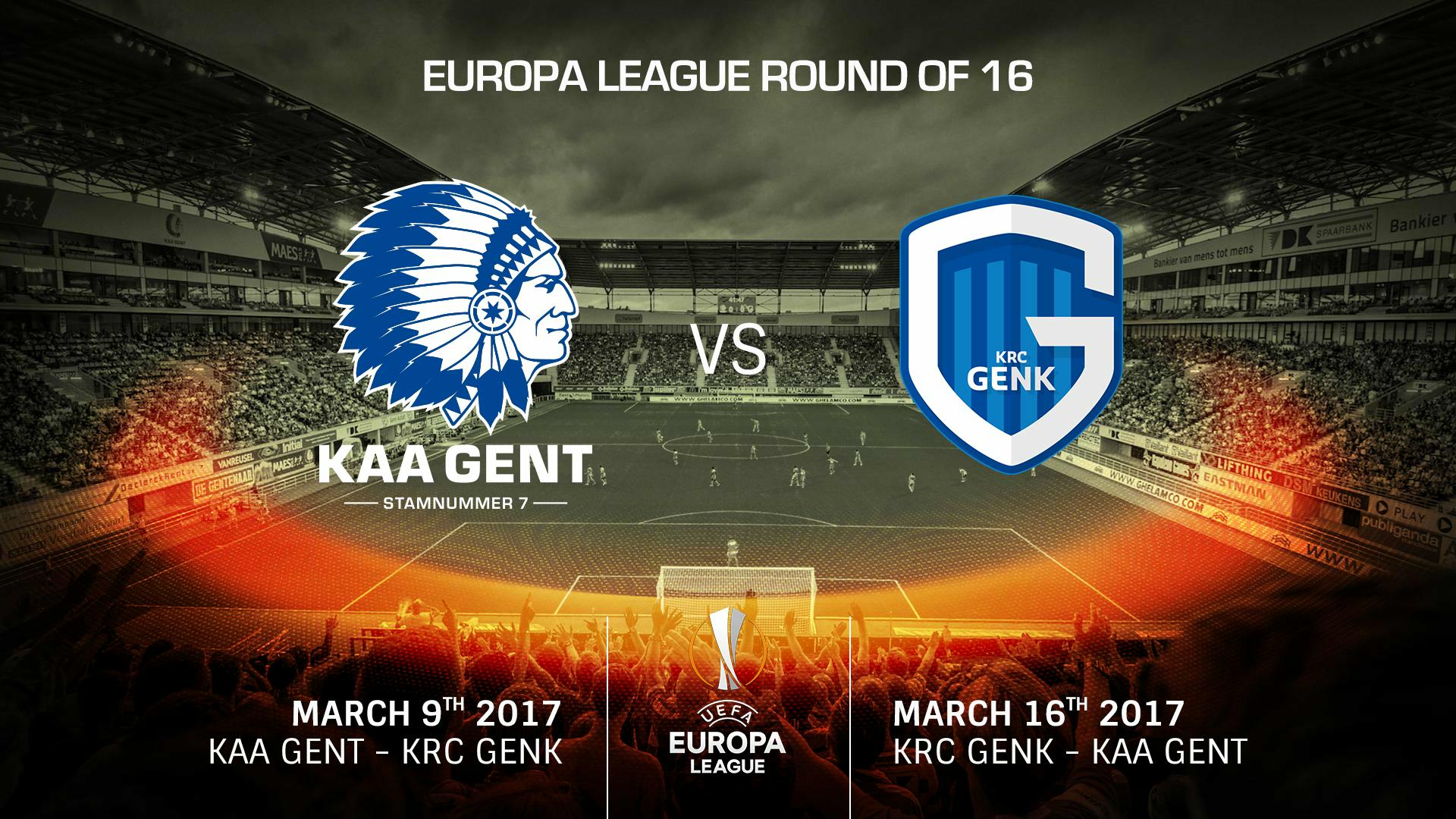 KAA Gent loot KRC Genk in de achtste finales van de Europa League