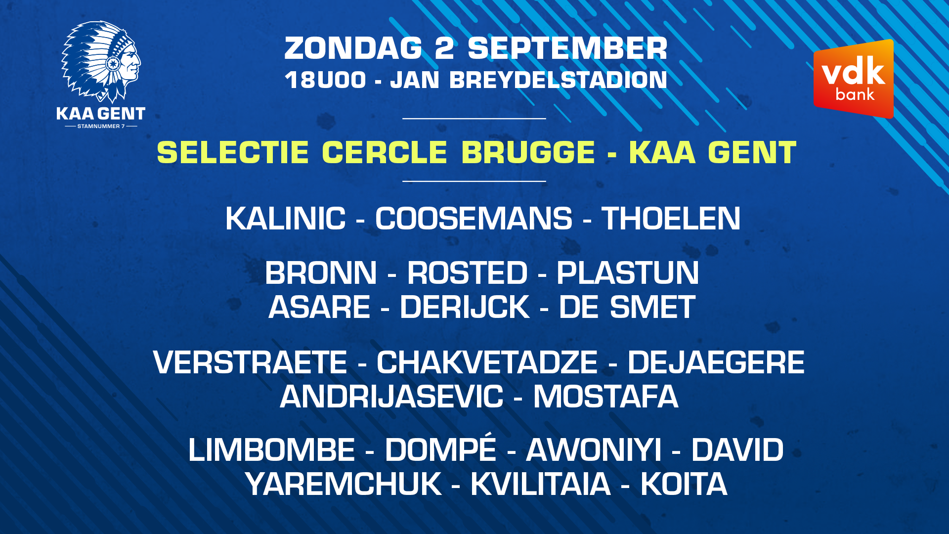 Selectie voor Cercle Brugge - KAA Gent
