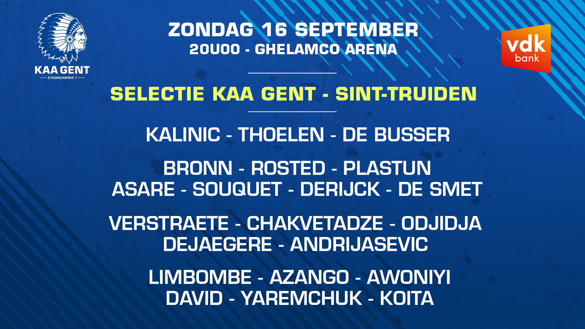 Selectie voor KAA Gent - K Sint-Truidense VV