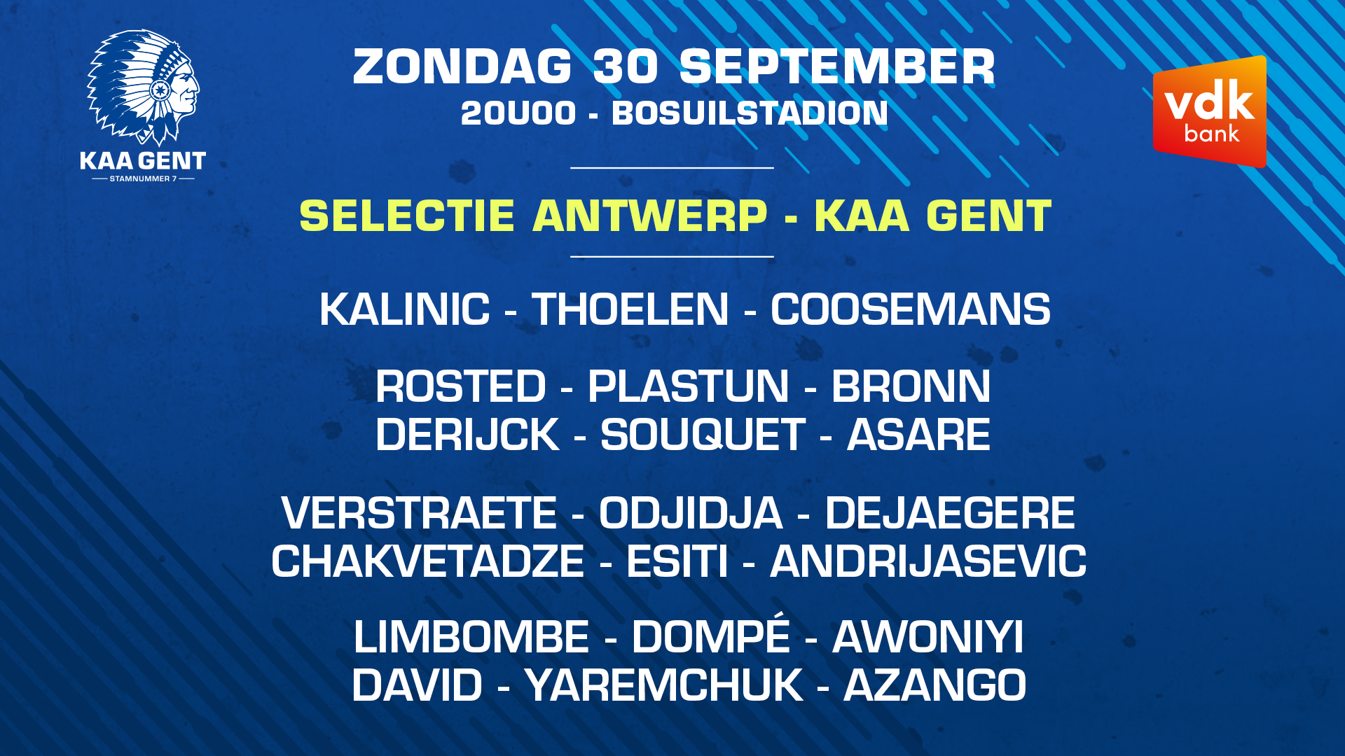 Selectie voor R Antwerp FC - KAA Gent