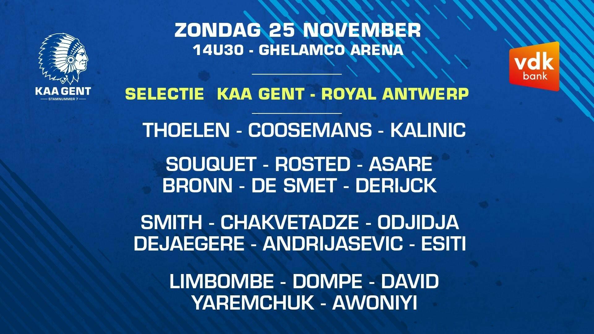 Selectie voor KAA Gent - R Antwerp FC