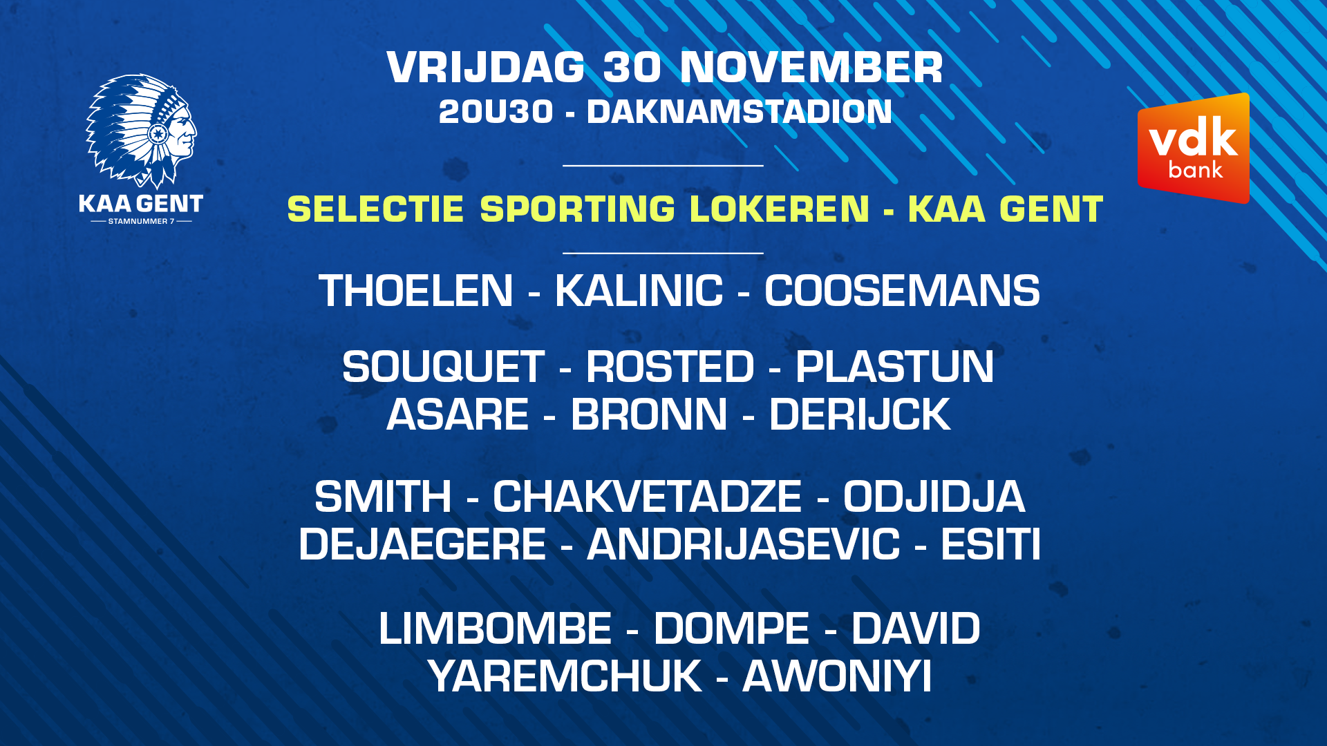 Selectie voor KSC Lokeren - KAA Gent