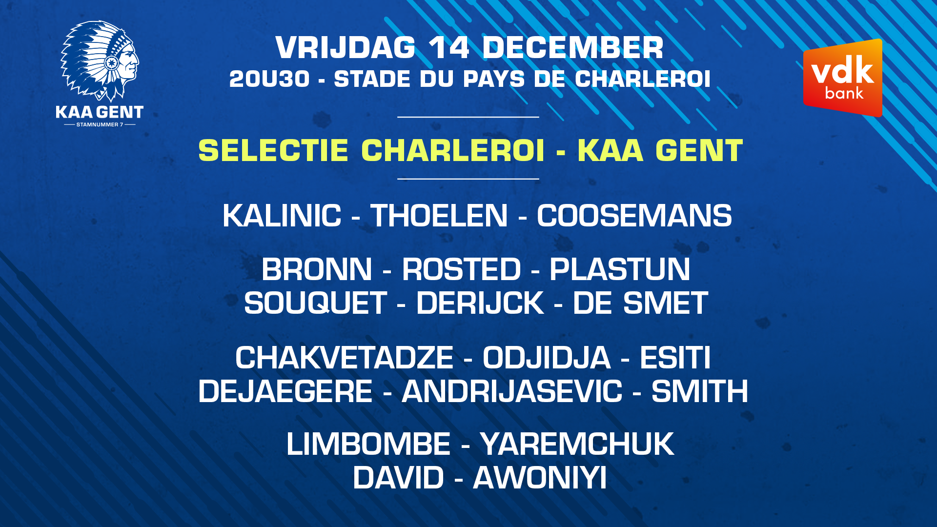 Selectie voor R Charleroi SC - KAA Gent