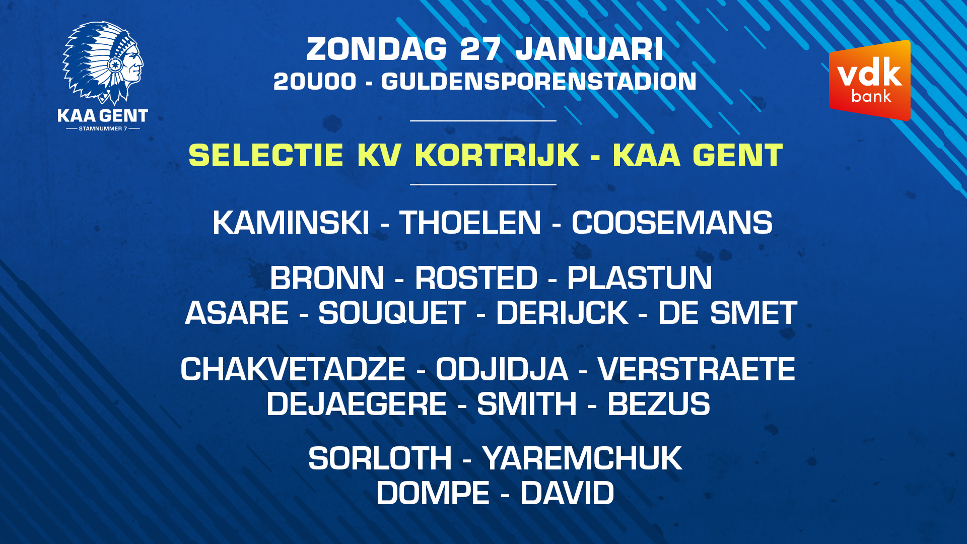 Selectie voor KV Kortijk - KAA Gent