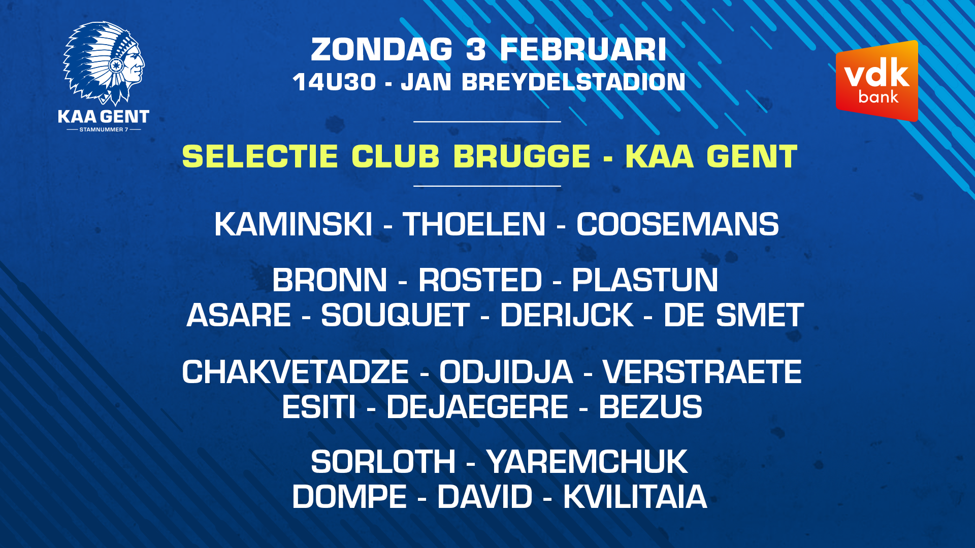 Selectie voor Club Brugge KV - KAA Gent