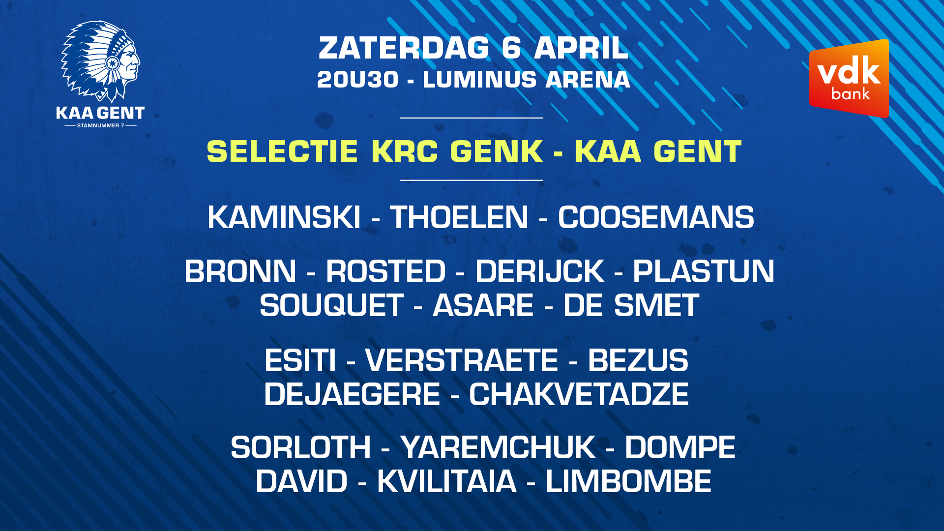 Selectie voor KRC Genk - KAA Gent