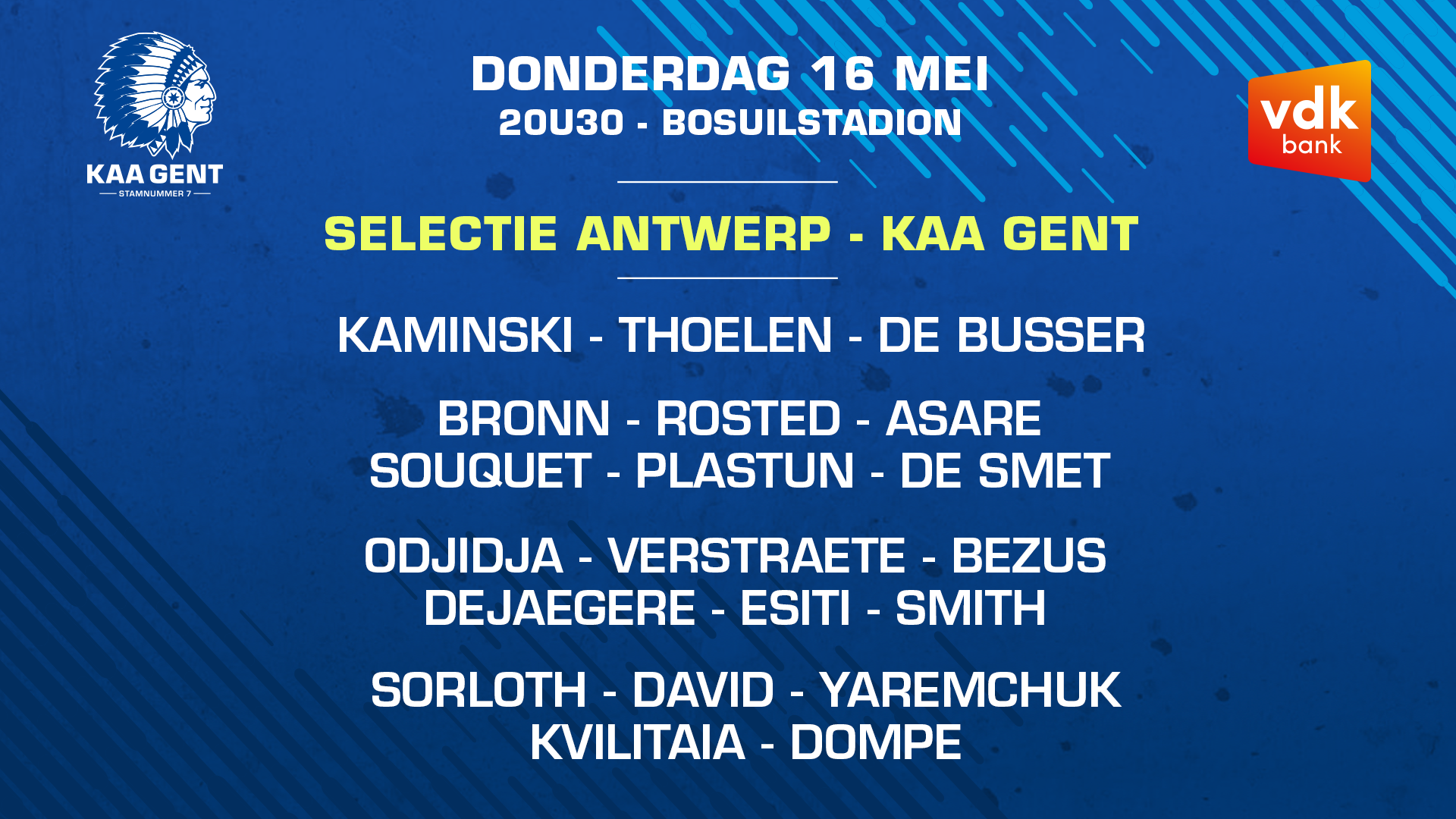 Selectie voor R Antwerp FC - KAA Gent