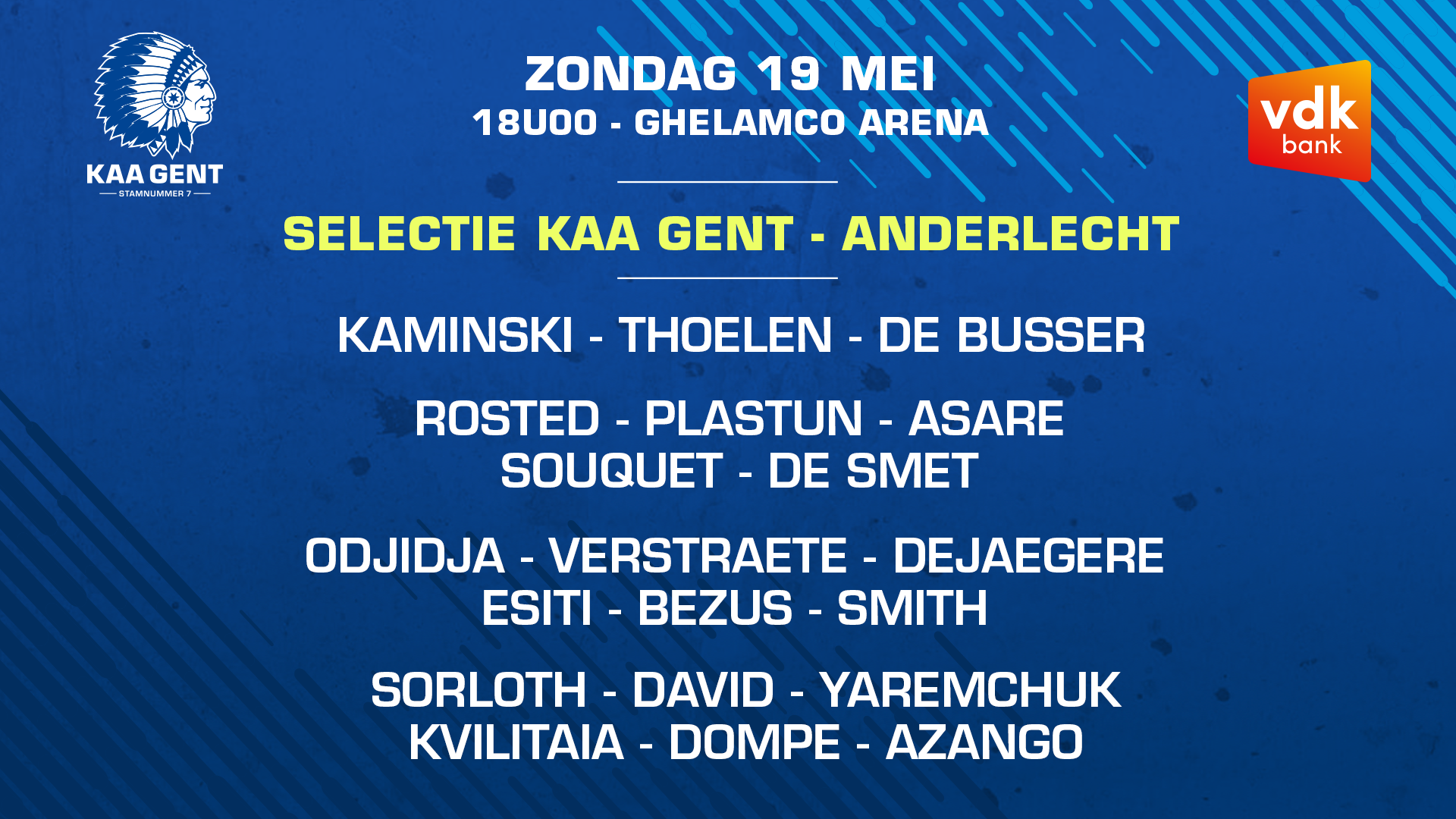 Selectie voor KAA Gent - RSC Anderlecht