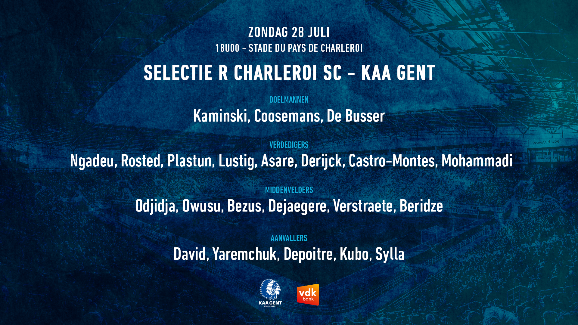Selectie voor R Charleroi SC - KAA Gent