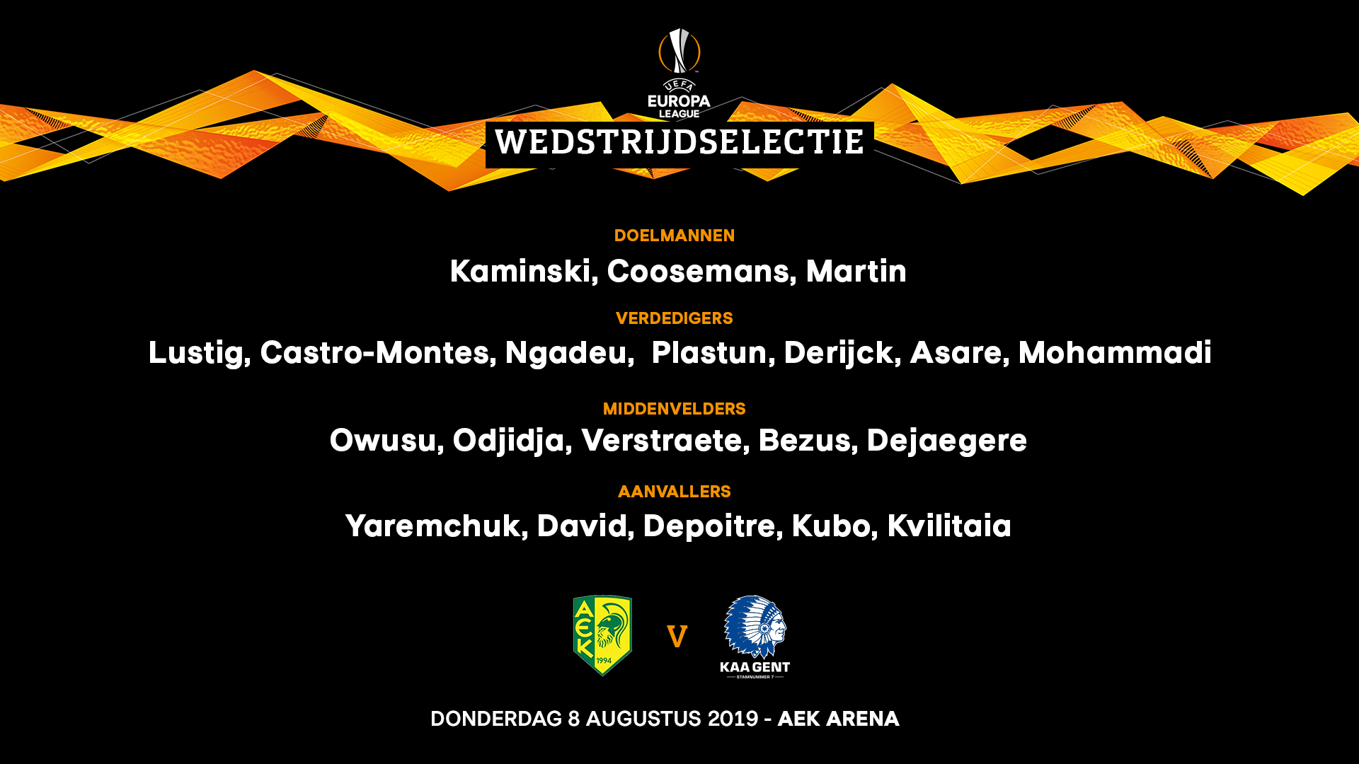 Selectie voor AEK Larnaca - KAA Gent