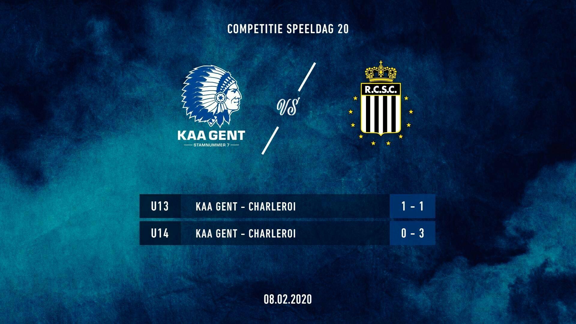 Jeugd: uitslagen KAA Gent - Charleroi