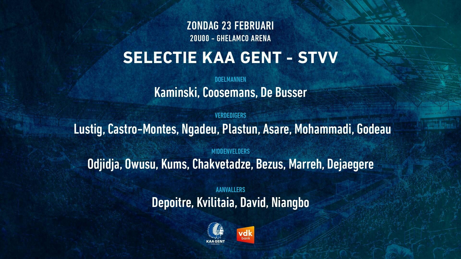 Selectie KAA Gent - STVV