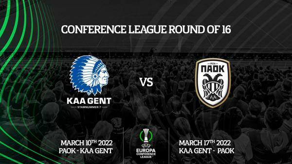 KAA Gent loot PAOK in achtste finale Conference League