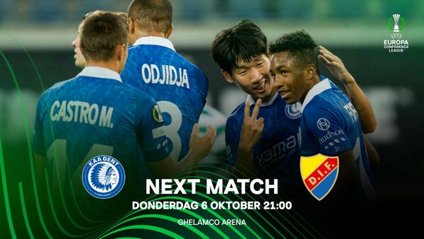 Next match: KAA Gent - Djurgårdens (MD3 UECL)