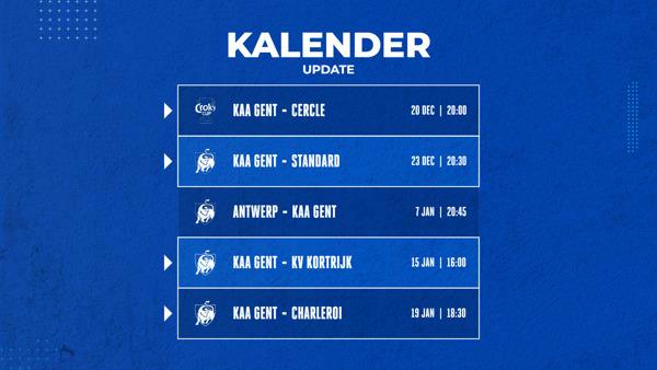 Kalenderupdate speeldag 18 tot en met 23