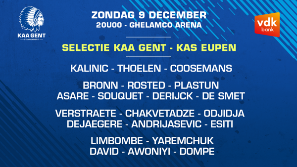 Selectie voor KAA Gent - KAS Eupen