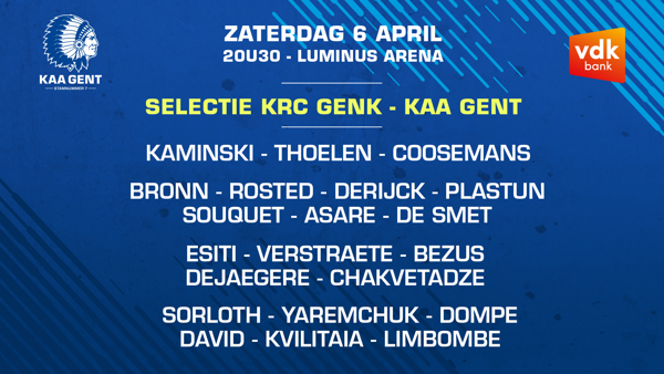 Selectie voor KRC Genk - KAA Gent