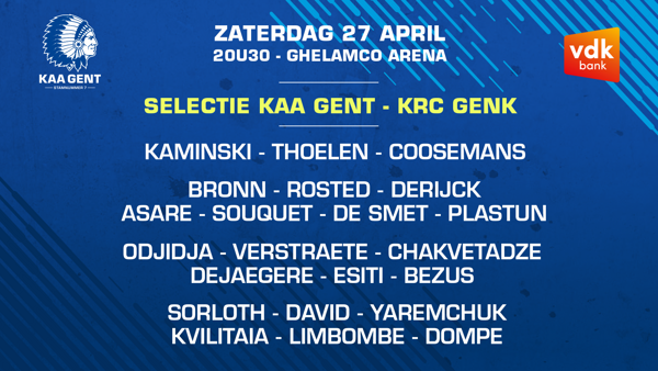 Selectie voor KAA Gent - KRC Genk