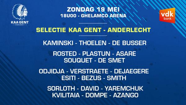 Selectie voor KAA Gent - RSC Anderlecht