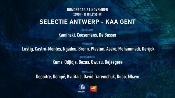 Selectie Antwerp - KAA Gent