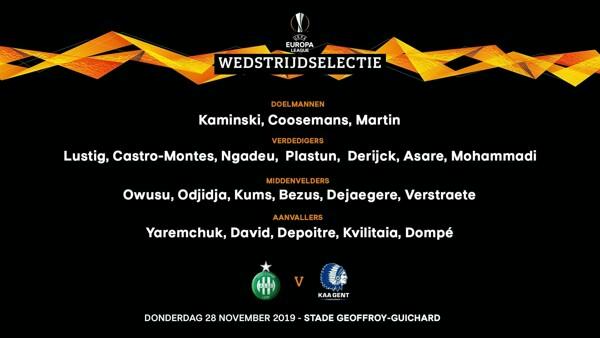 Selectie AS Saint-Étienne - KAA Gent