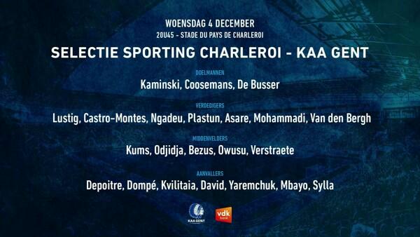 Selectie Sporting Charleroi - KAA Gent 