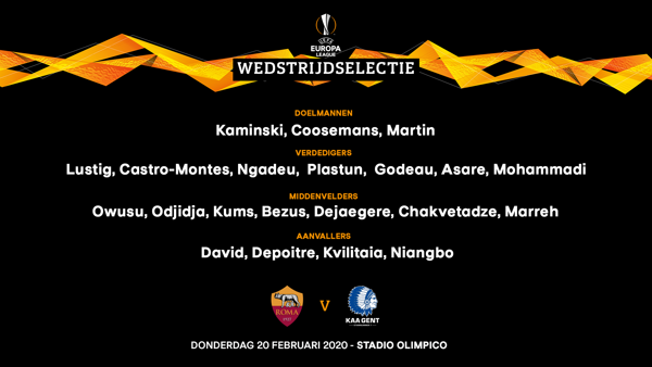 Selectie AS Roma - KAA Gent