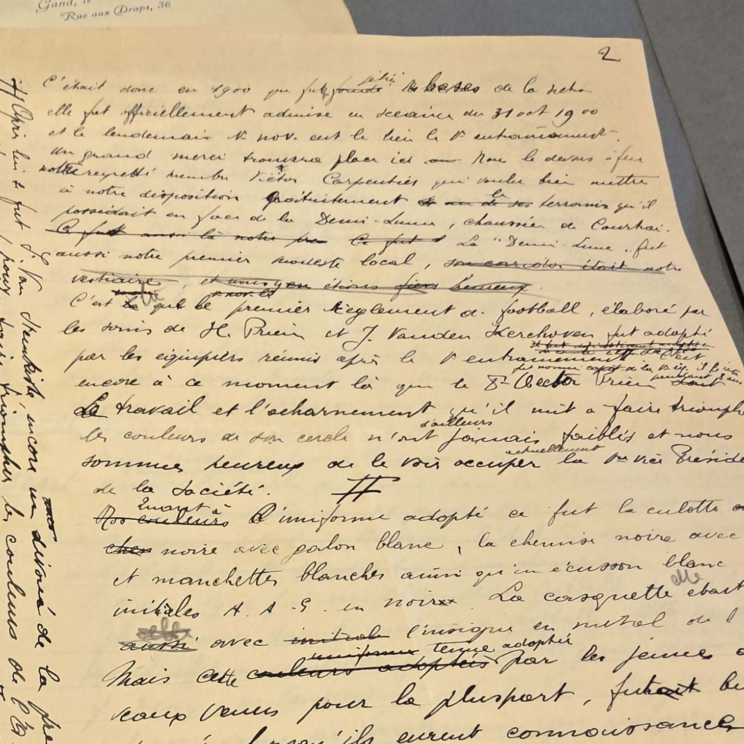 Manuscript Association Royale Athlétique "La Gantoise"